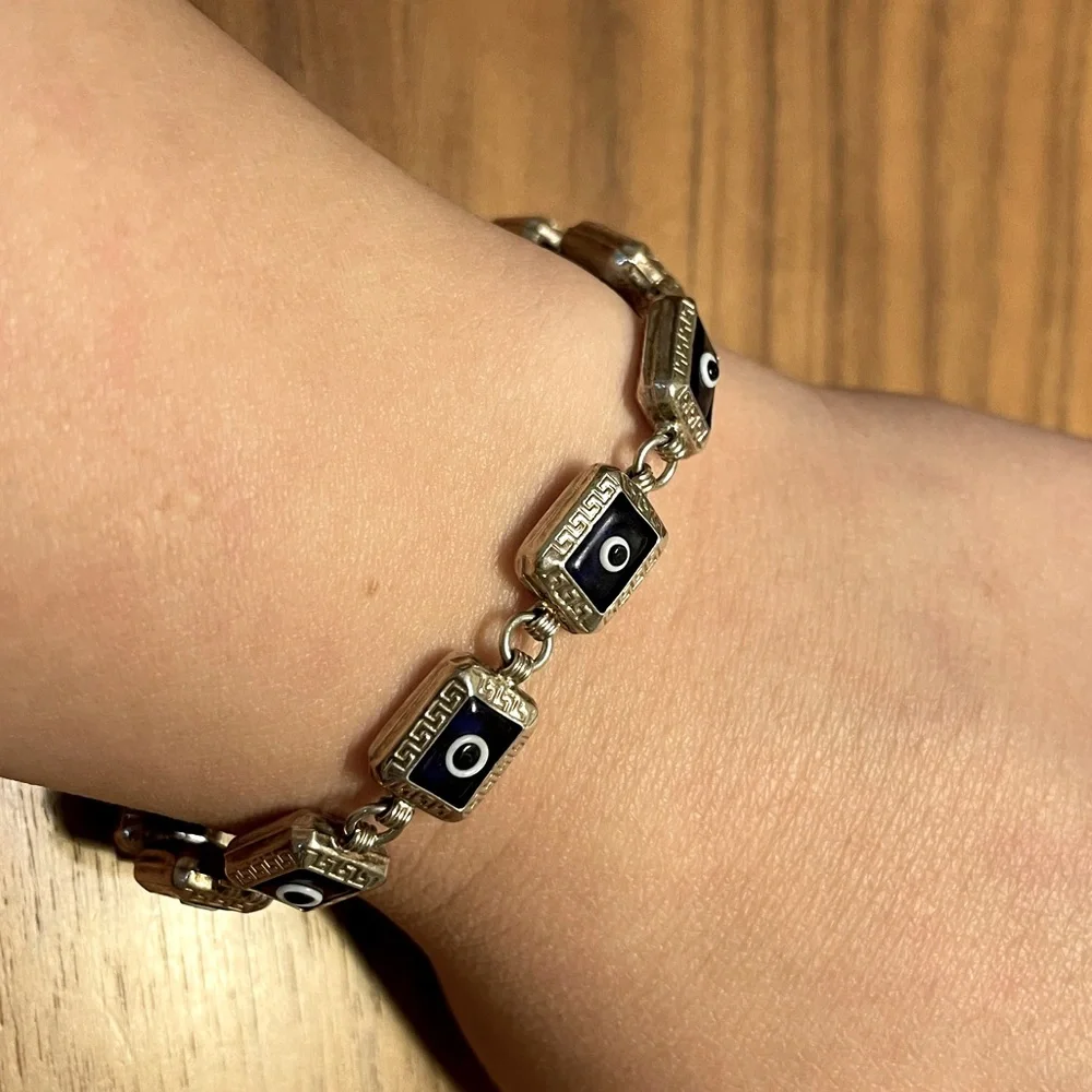 925 Silver Unique Evil Eye Bracelet - Picture 8 of 14